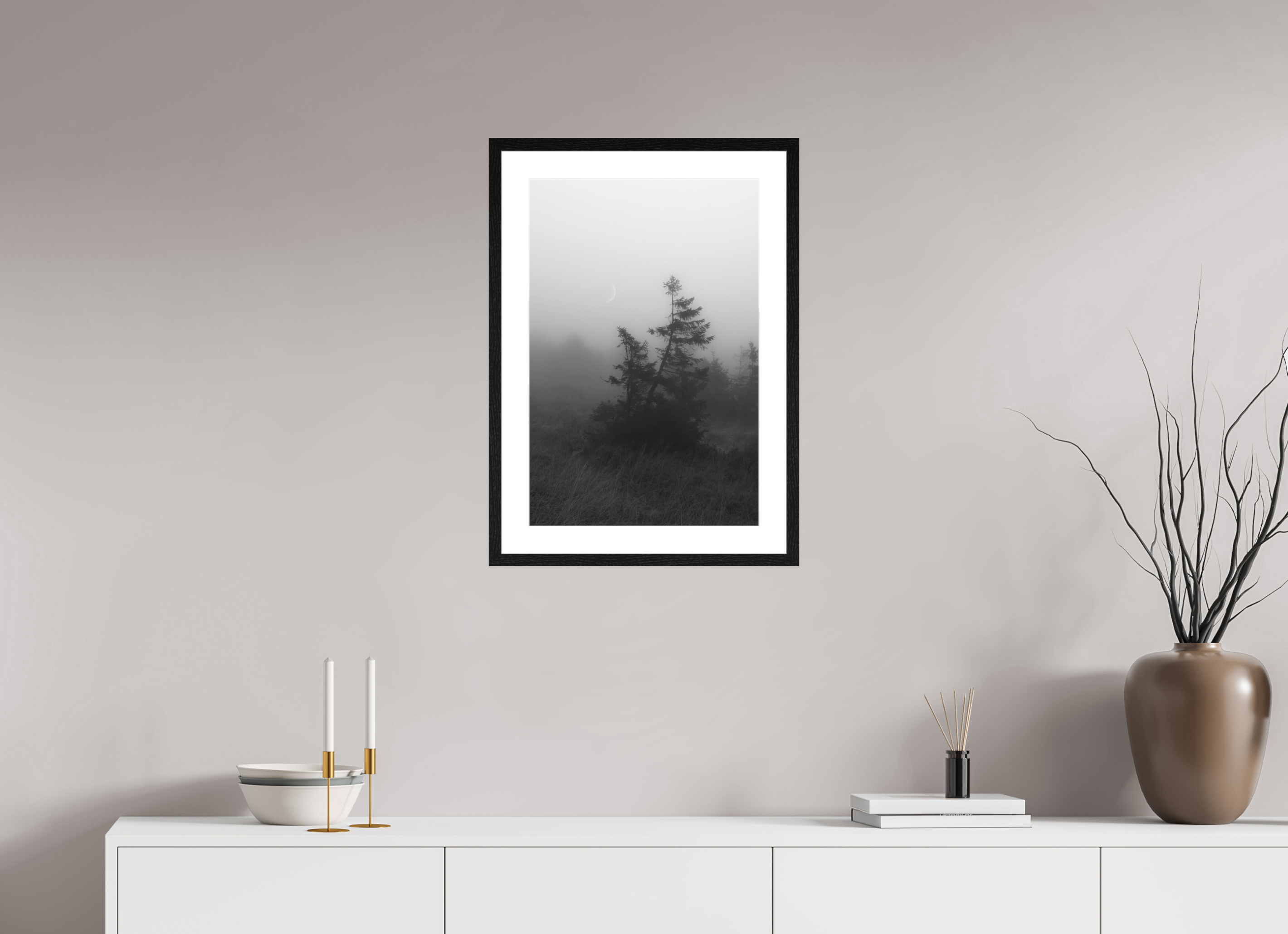 40 x 60 cm, Framed Fine Art Prints Bent by Silence